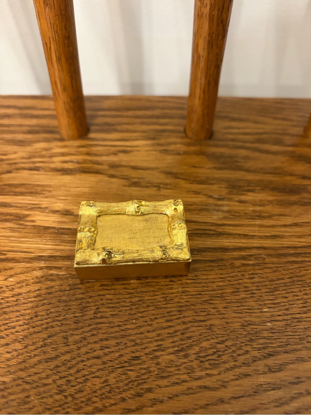 Vintage Gold-Tone Faux Bamboo Miniature Matchbox Holder Sleeve